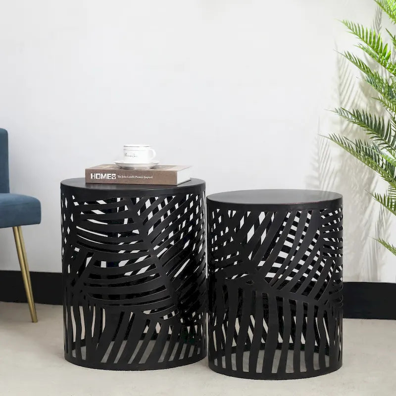 Set of 2 Round Nesting Side End Tables Set - Set of 2