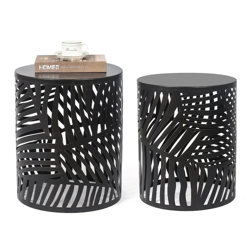 Set of 2 Round Nesting Side End Tables Set - Set of 2