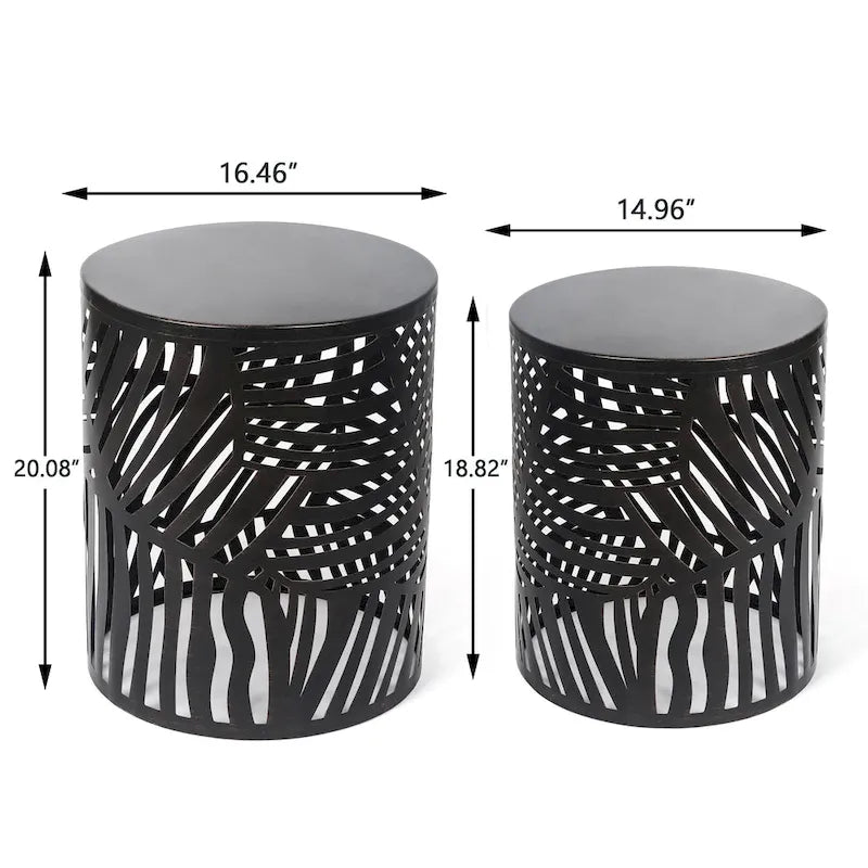 Set of 2 Round Nesting Side End Tables Set - Set of 2