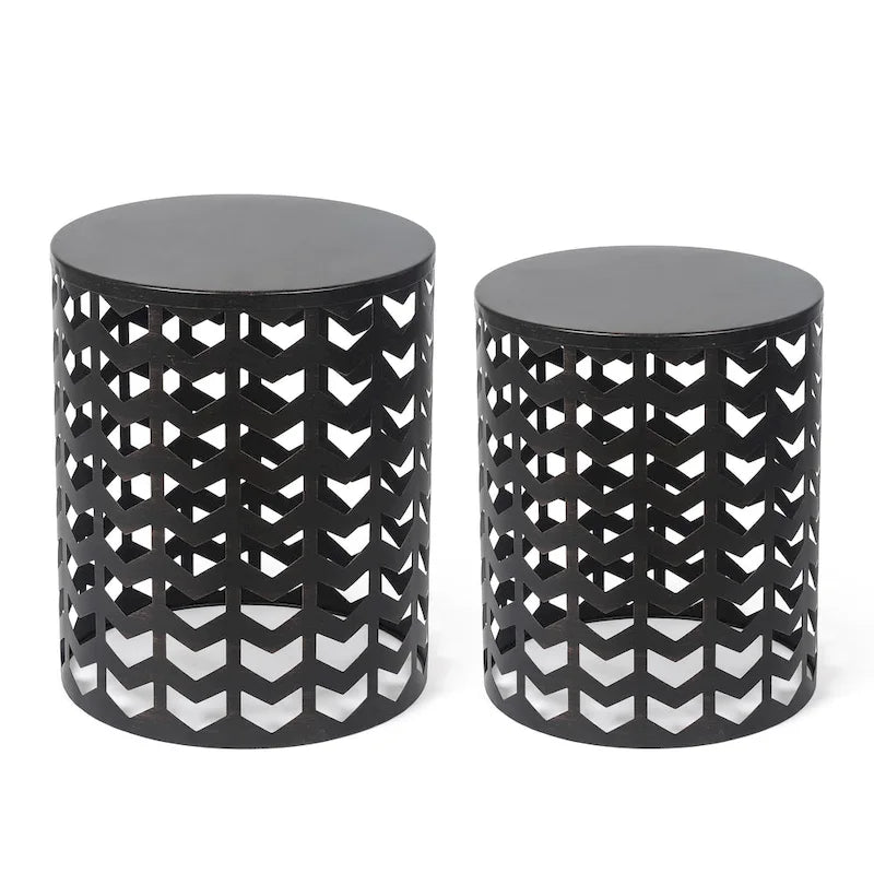 Set of 2 Round Nesting Side End Tables Set - Set of 2