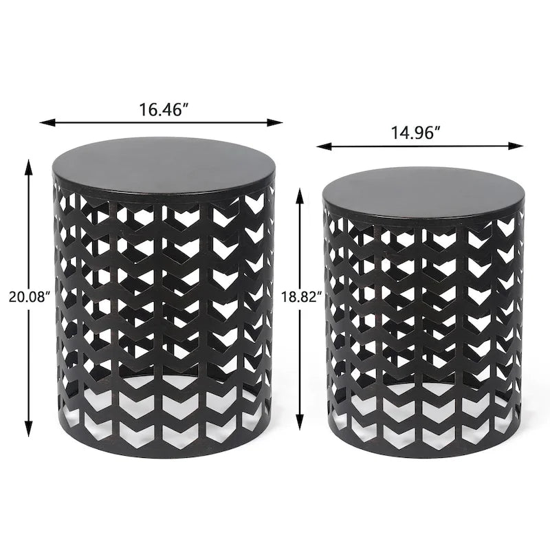 Set of 2 Round Nesting Side End Tables Set - Set of 2