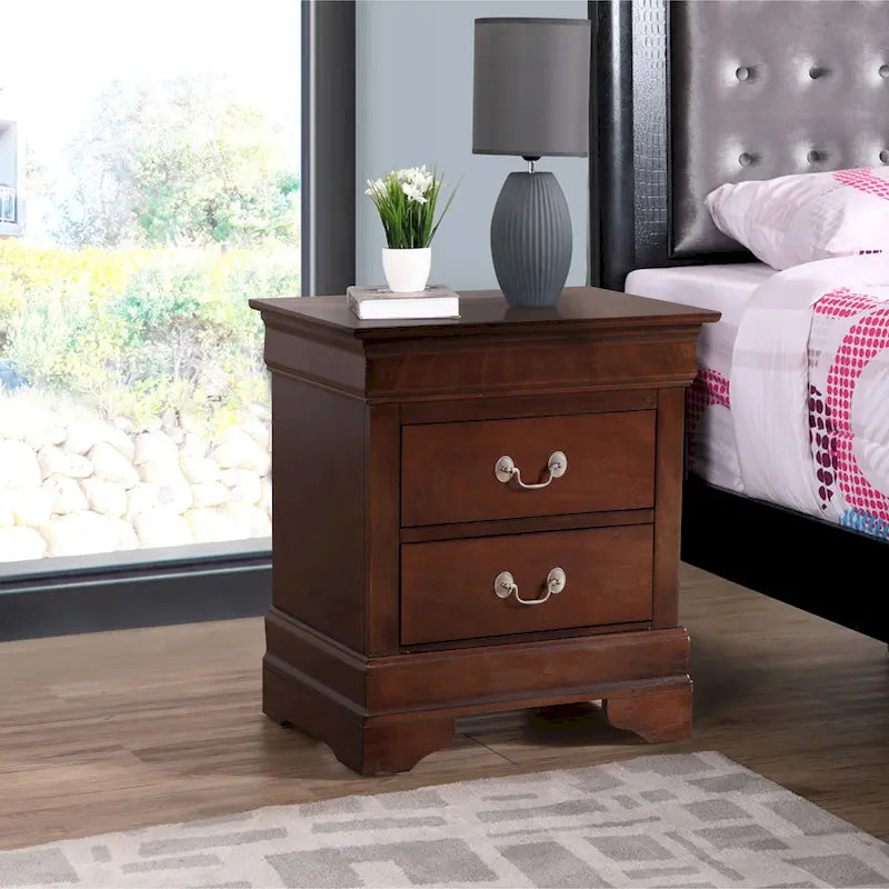 Louis Phillipe 2-drawer Wooden Nightstand