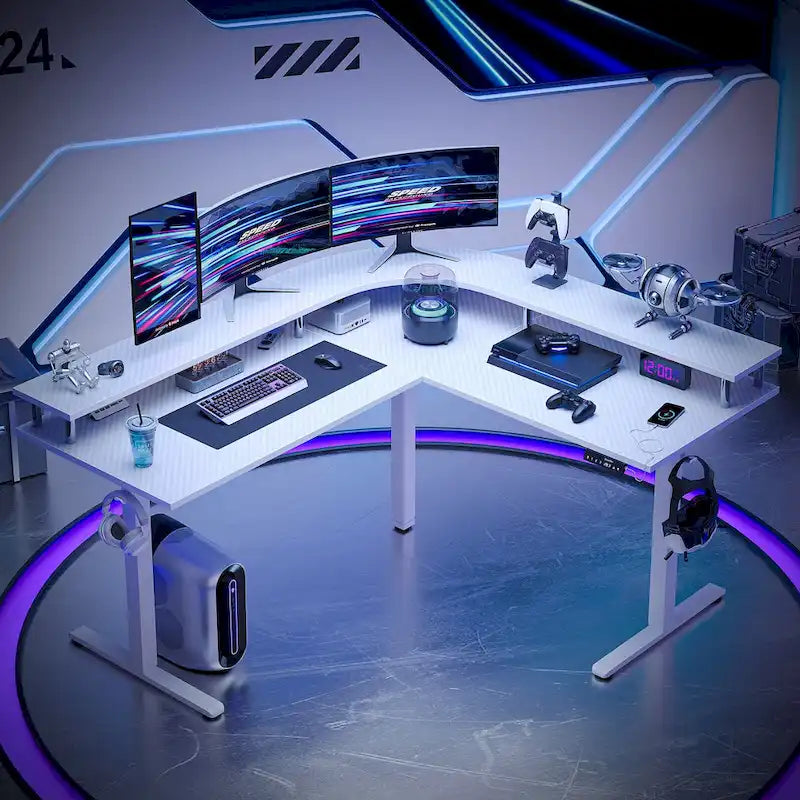 63 L Shaped Standing Desk Gaming Desk with Adjustable Height Ergonomic Monitor Stand Corner Desk