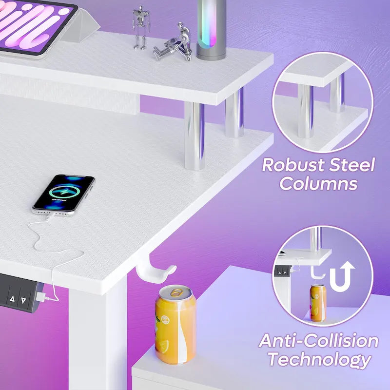 63 L Shaped Standing Desk Gaming Desk with Adjustable Height Ergonomic Monitor Stand Corner Desk