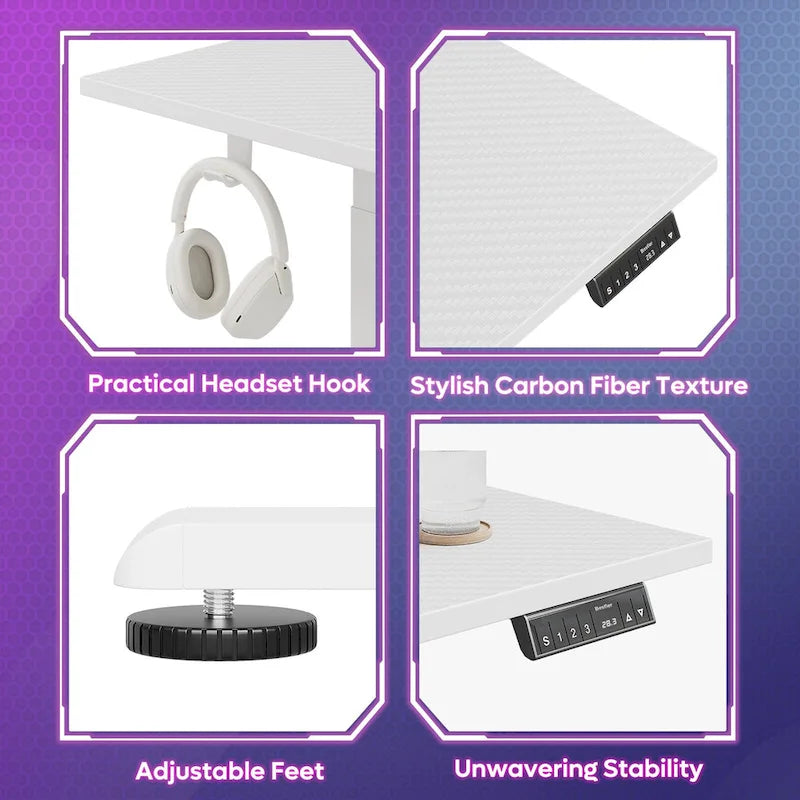 63 L Shaped Standing Desk Gaming Desk with Adjustable Height Ergonomic Monitor Stand Corner Desk