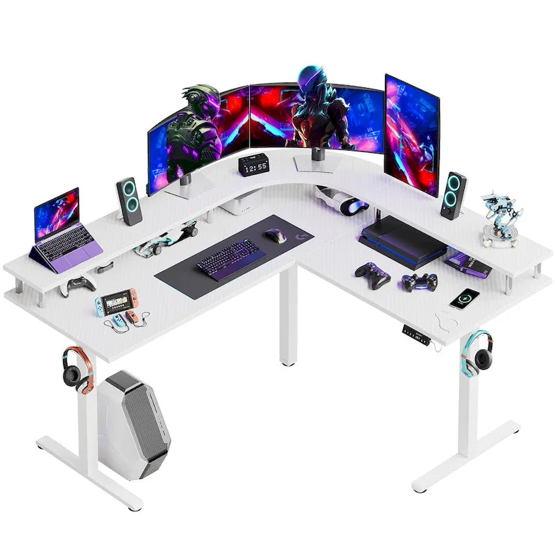 63 L Shaped Standing Desk Gaming Desk with Adjustable Height Ergonomic Monitor Stand Corner Desk
