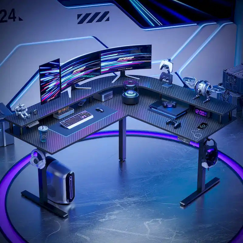 63 L Shaped Standing Desk Gaming Desk with Adjustable Height Ergonomic Monitor Stand Corner Desk