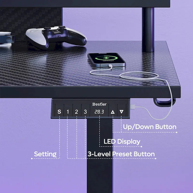 63 L Shaped Standing Desk Gaming Desk with Adjustable Height Ergonomic Monitor Stand Corner Desk