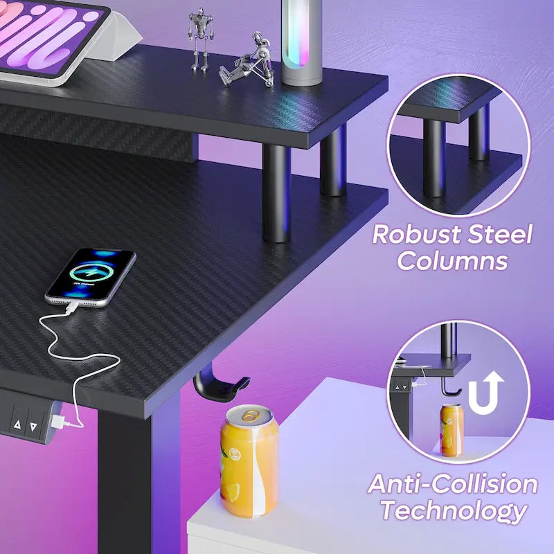 63 L Shaped Standing Desk Gaming Desk with Adjustable Height Ergonomic Monitor Stand Corner Desk