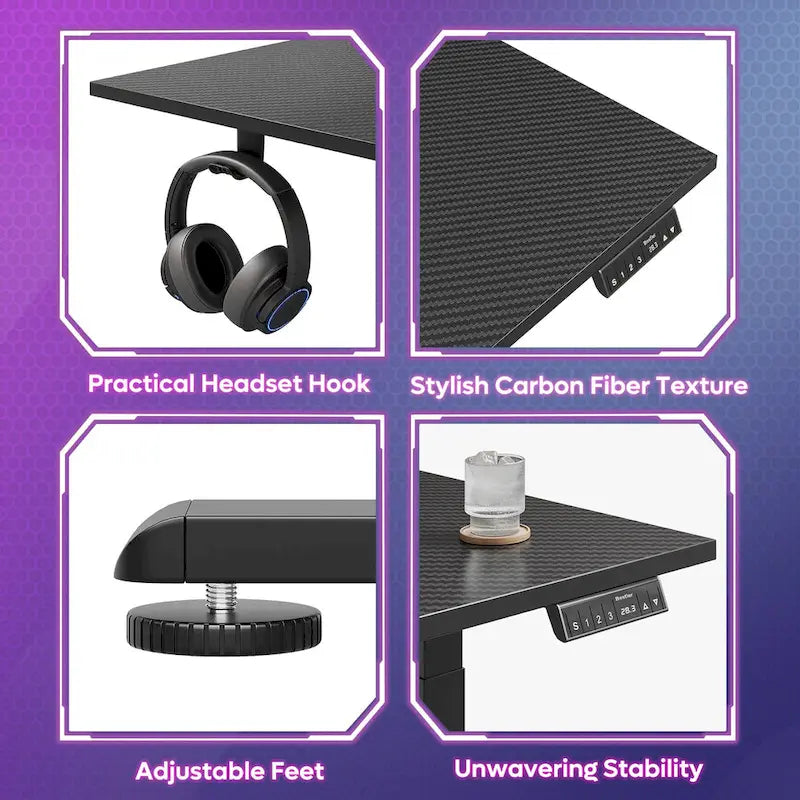 63 L Shaped Standing Desk Gaming Desk with Adjustable Height Ergonomic Monitor Stand Corner Desk