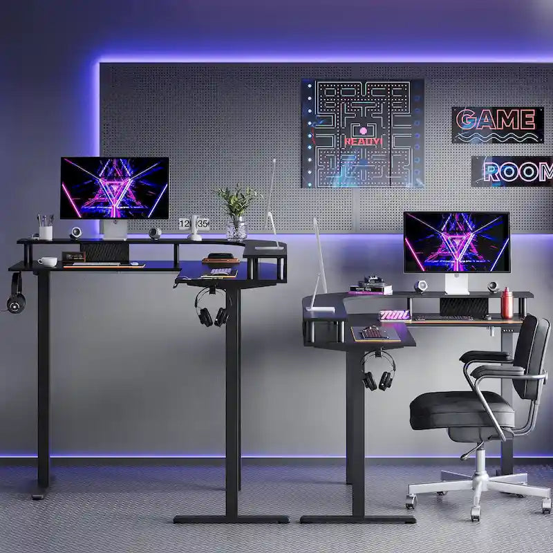 63 L Shaped Standing Desk Gaming Desk with Adjustable Height Ergonomic Monitor Stand Corner Desk