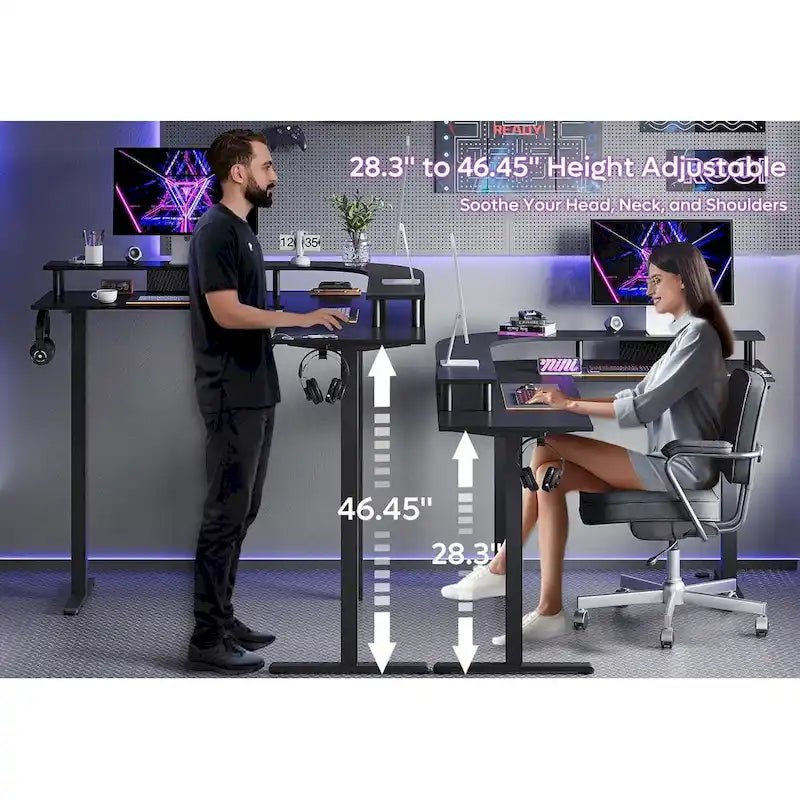 63 L Shaped Standing Desk Gaming Desk with Adjustable Height Ergonomic Monitor Stand Corner Desk