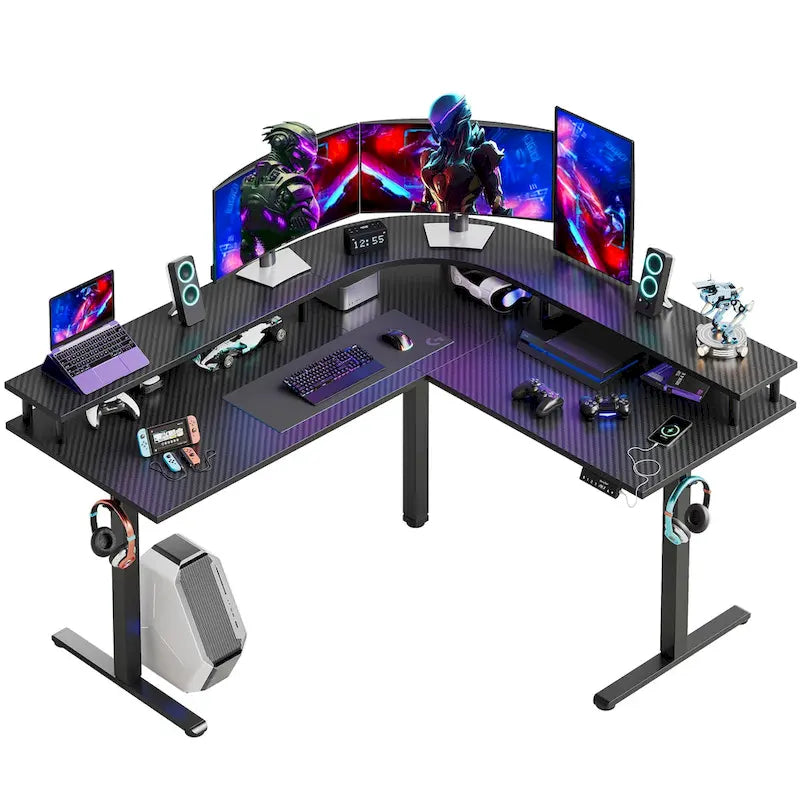 63 L Shaped Standing Desk Gaming Desk with Adjustable Height Ergonomic Monitor Stand Corner Desk
