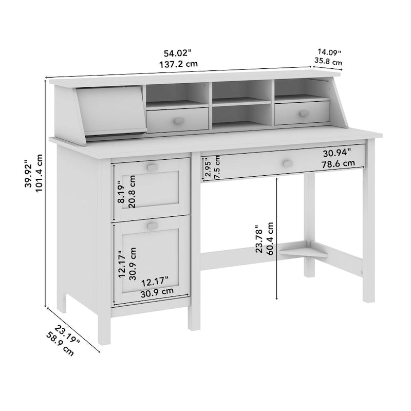 Broadview 54W Computer Desk with Desktop Organizer by Bush Furniture