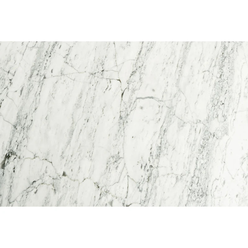 Vezzana 31 Square Italian Carrara White Marble Coffee Table with Walnut Legs