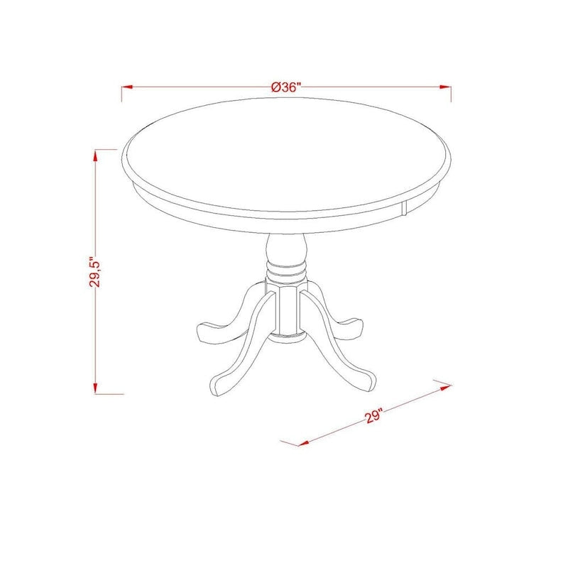 3 Piece Kitchen Table Set- A Round Dining Table and Wooden Seat Chairs, Black & Cherry (Pieces Options)
