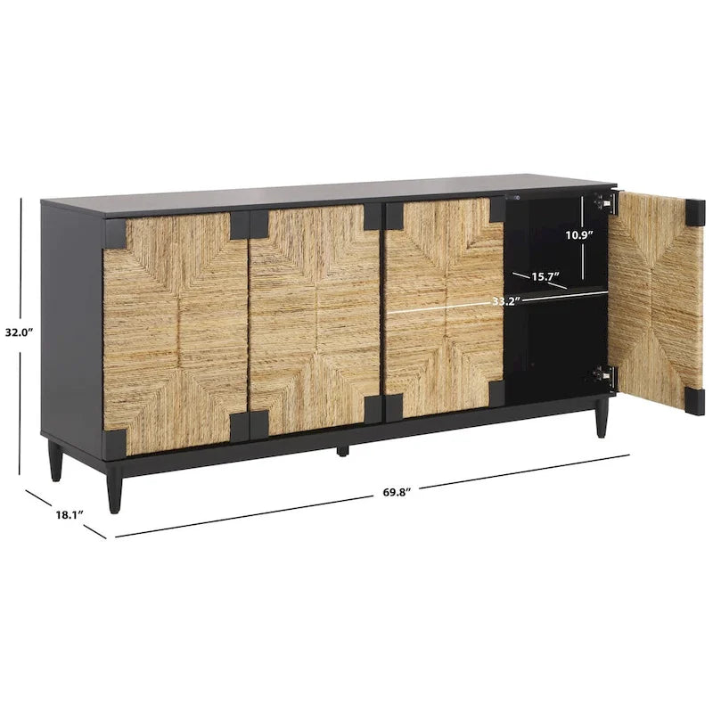 Couture Nedime Banana Stem 4-Door Sideboard - 69.8 In. W x 18.1 In. D x 32 In. H - 70Wx32Dx18H
