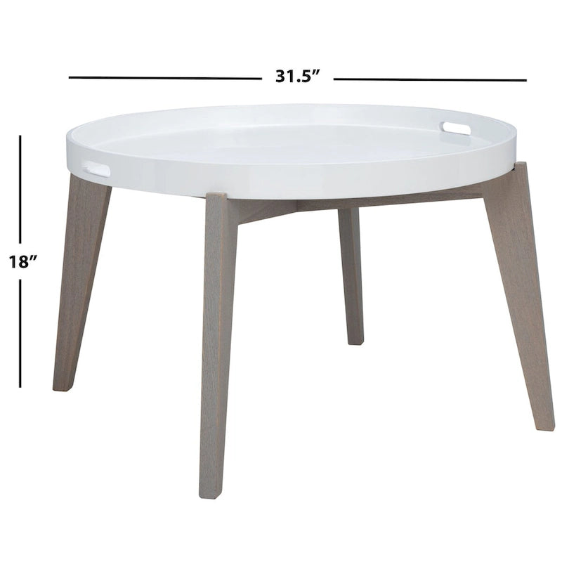 Sharron White/ Grey Lacquer End Table - 0 - 32 x 32 x 18 - 32Wx32Dx18H