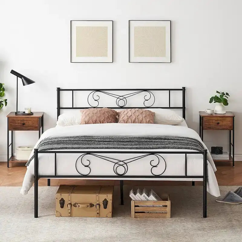 Bed Frame Platform with Headboard and Footboard