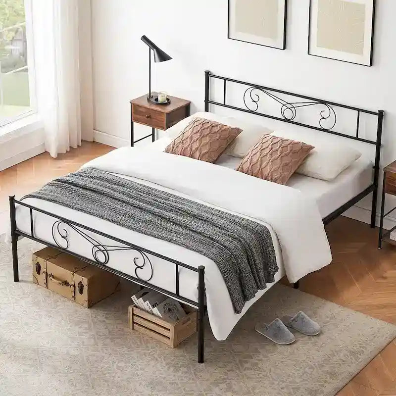 Bed Frame Platform with Headboard and Footboard