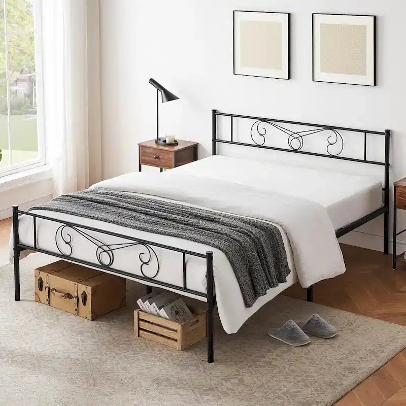 Bed Frame Platform with Headboard and Footboard