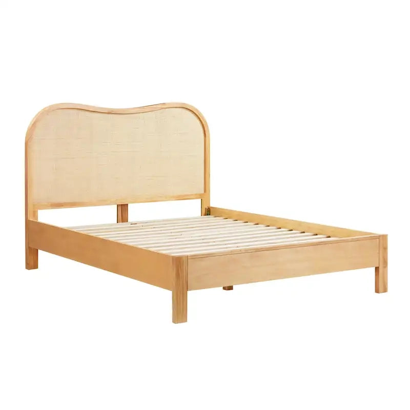 Grappa Natural Wood & Rattan Bed