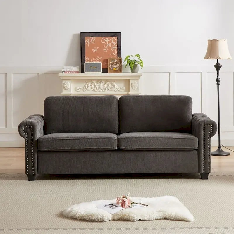 83.8 Convertible 2-in-1 Pullout Polyester Sleeper Sofa Bed