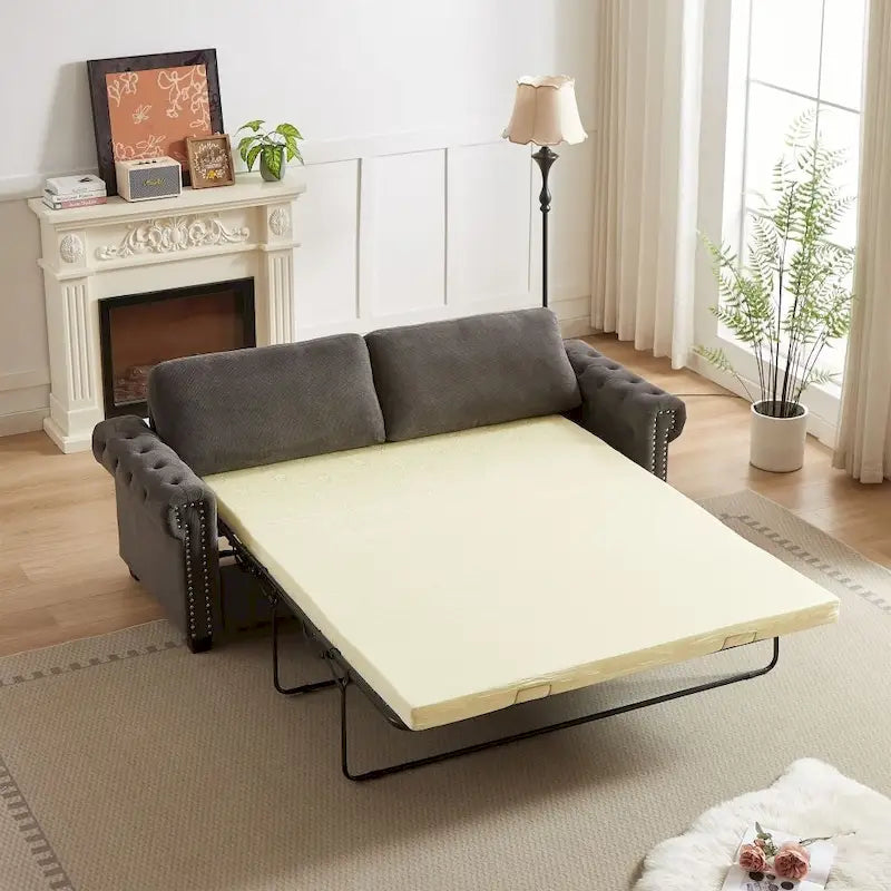 83.8 Convertible 2-in-1 Pullout Polyester Sleeper Sofa Bed