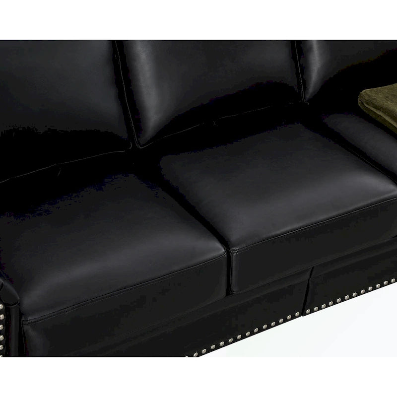 3 Seat Sofa with Rubber wood Legs and Nails finish
