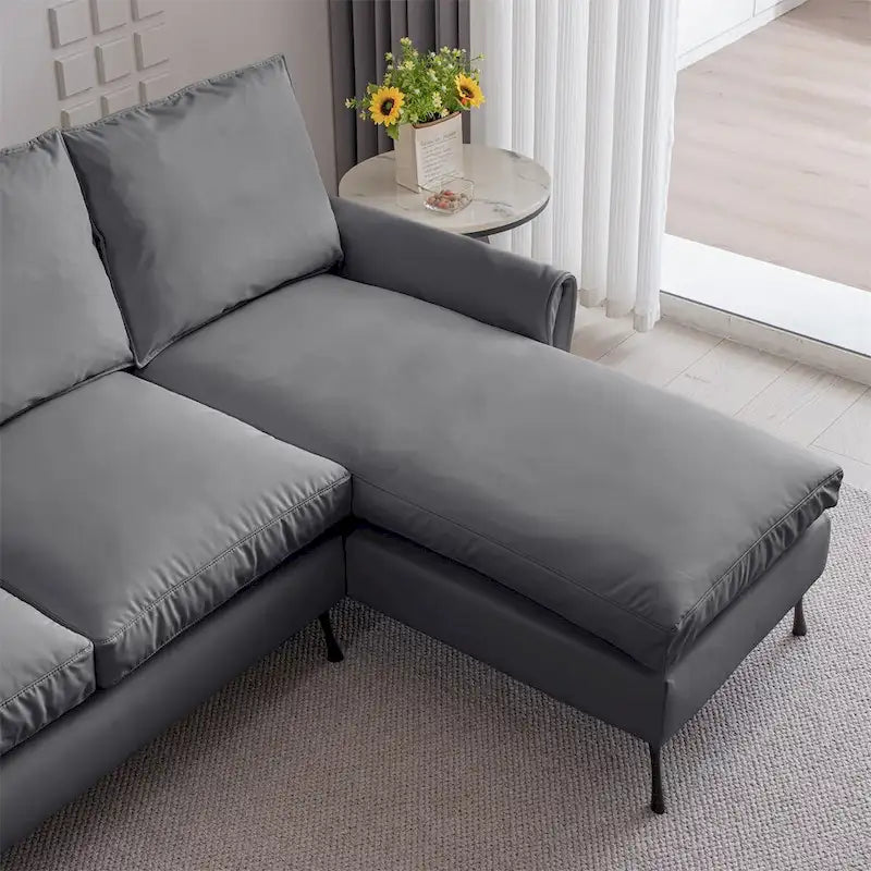 Sectional leather L-Shaped Sofa Couch with Reversible Chaise Lounge