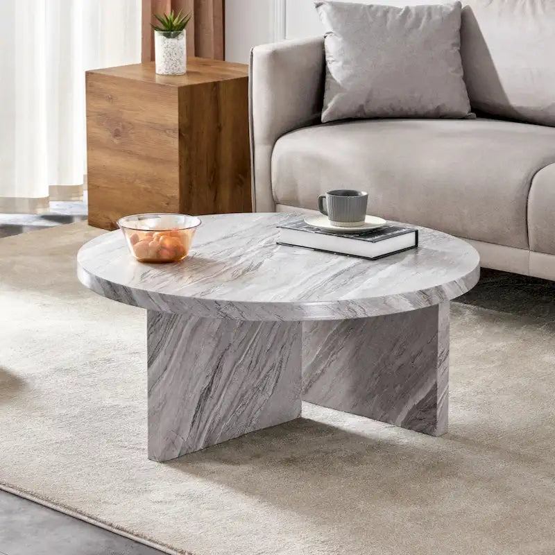This round coffee table is suitable for small spaces and living rooms.