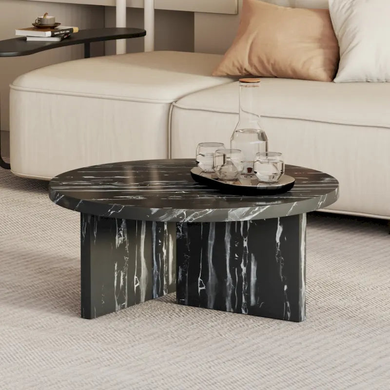 This round coffee table is suitable for small spaces and living rooms.