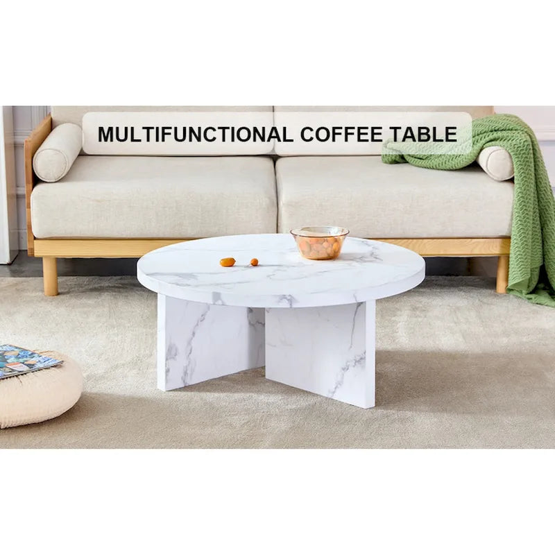 This round coffee table is suitable for small spaces and living rooms.