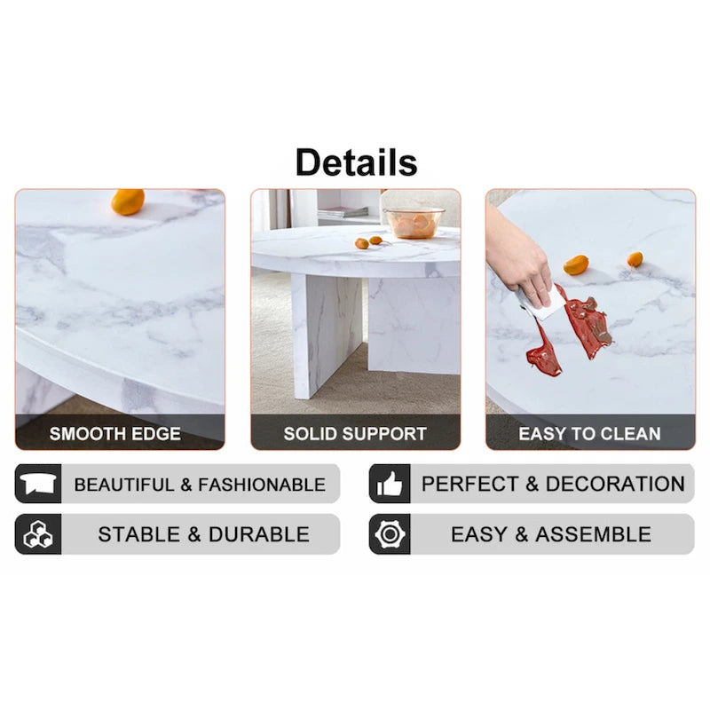 This round coffee table is suitable for small spaces and living rooms.