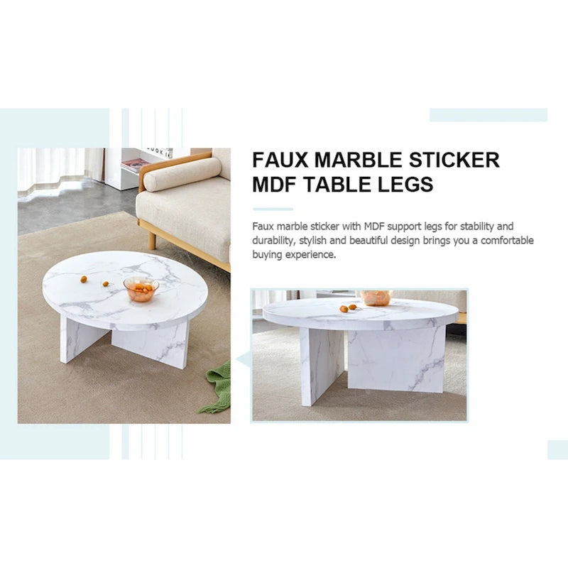 This round coffee table is suitable for small spaces and living rooms.