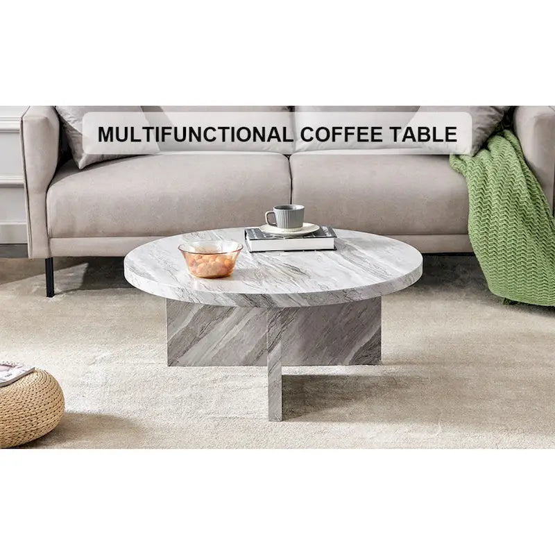 This round coffee table is suitable for small spaces and living rooms.