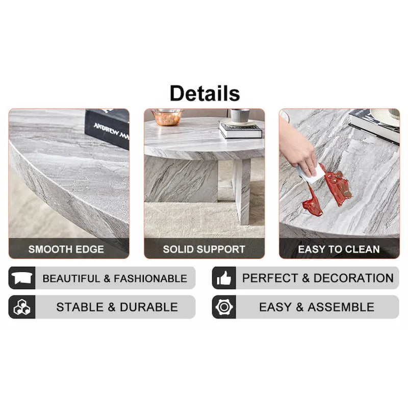 This round coffee table is suitable for small spaces and living rooms.