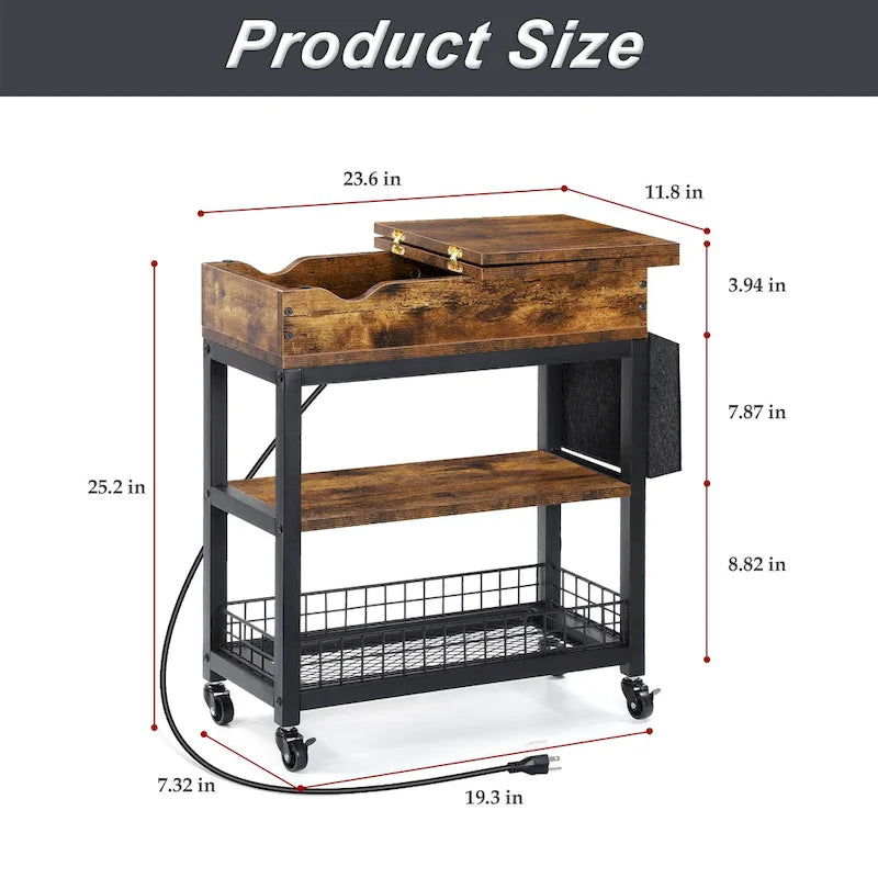 End Table with Charging Station Storage Bag