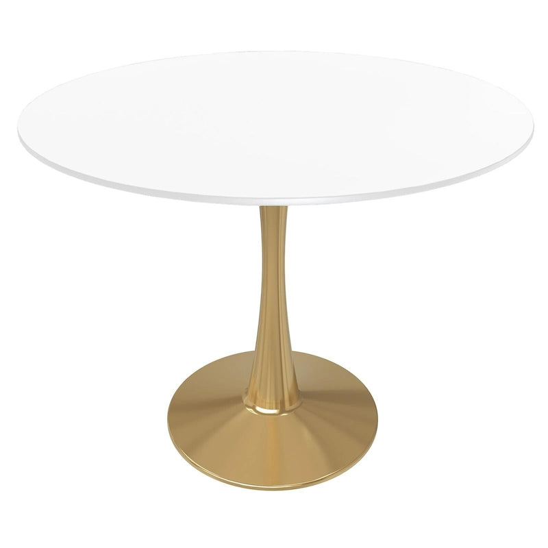 Bristol 35 Round Dining Table for 4 with MDF Tabletop in Gold Steel Base for Kitchen & Dining Room