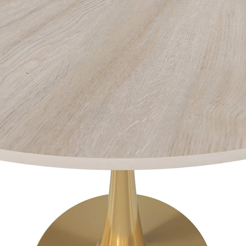 Bristol 35 Round Dining Table for 4 with MDF Tabletop in Gold Steel Base for Kitchen & Dining Room