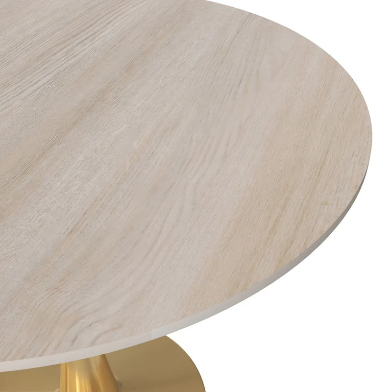 Bristol 35 Round Dining Table for 4 with MDF Tabletop in Gold Steel Base for Kitchen & Dining Room
