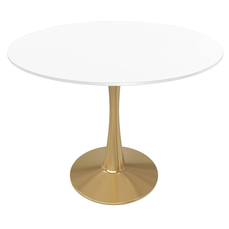 Bristol 35 Round Dining Table for 4 with MDF Tabletop in Gold Steel Base for Kitchen & Dining Room