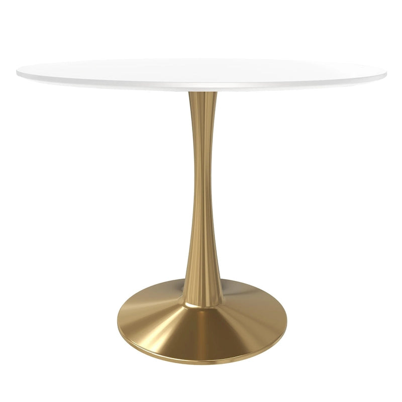 Bristol 35 Round Dining Table for 4 with MDF Tabletop in Gold Steel Base for Kitchen & Dining Room