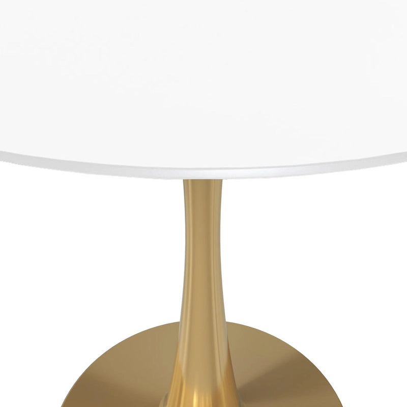 Bristol 35 Round Dining Table for 4 with MDF Tabletop in Gold Steel Base for Kitchen & Dining Room