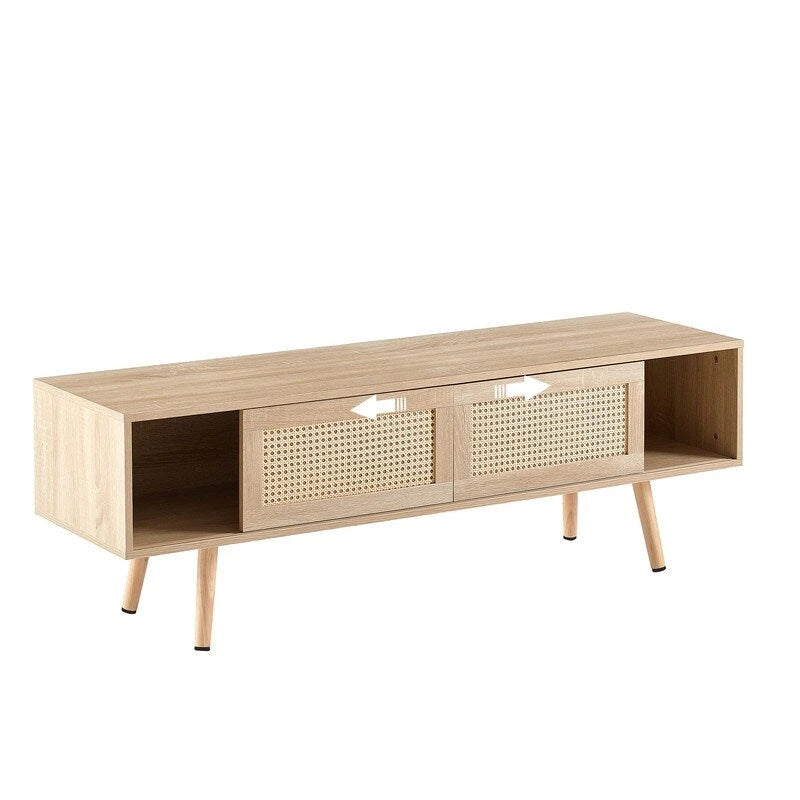 55.12 Rattan TV cabinet, double sliding doors