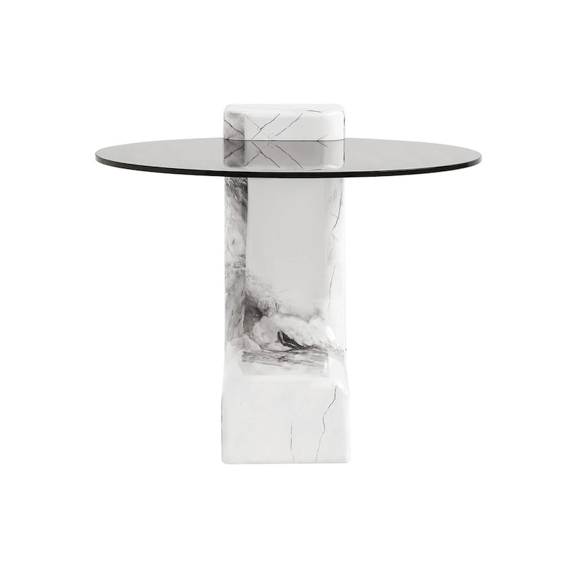 Modern Round Nesting Coffee Table Set of 2 With Glass Top