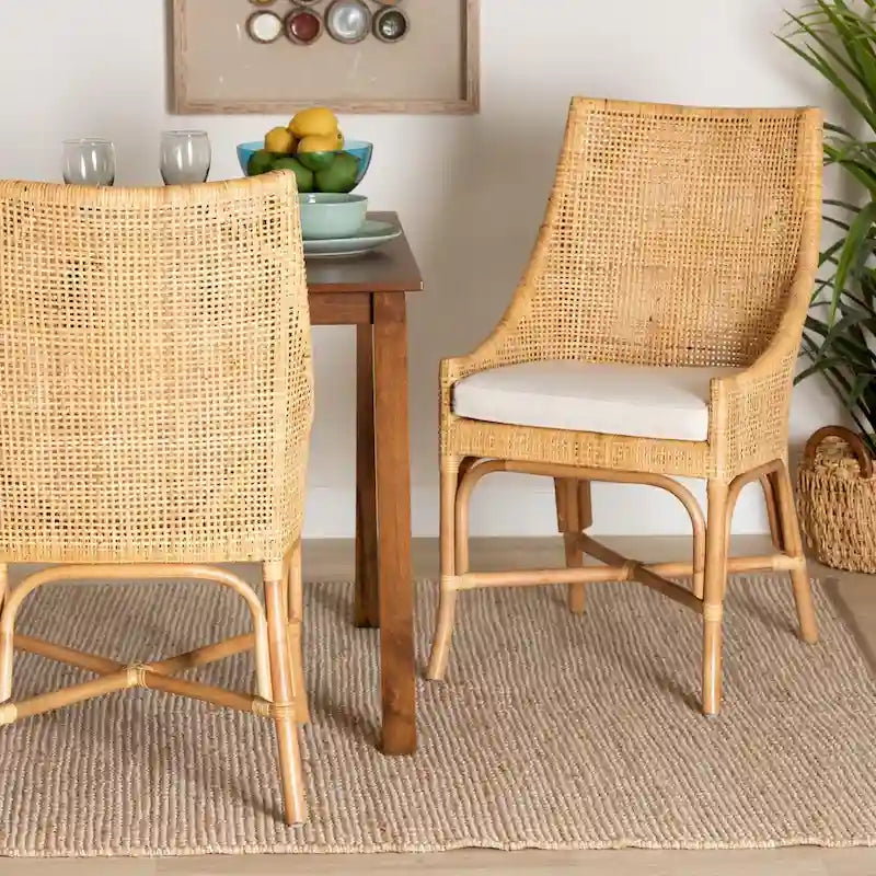 Bella Modern Bohemian Natural Brown Rattan Dining Chair