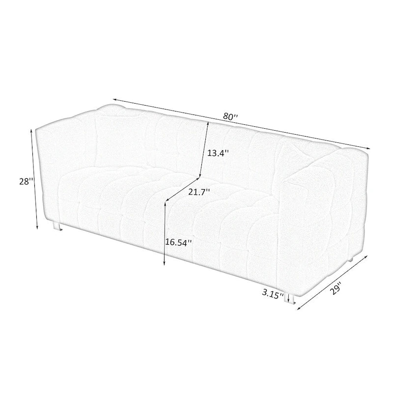 Teddy Fleece Sofa With Two Throw Pillows Hardware Foot Support