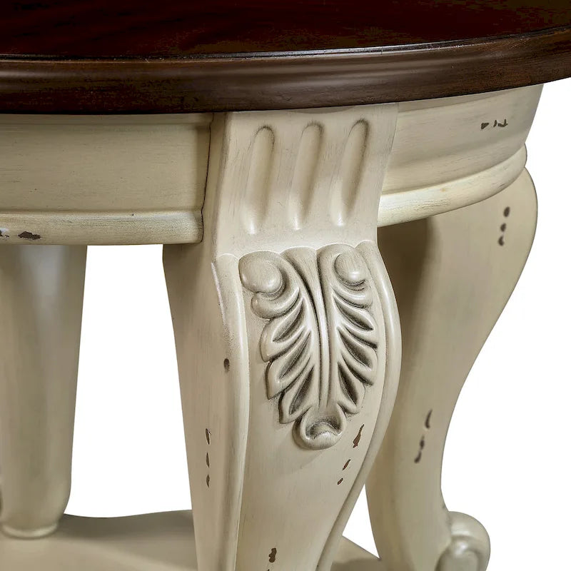 22 Round End Table,Solid Wood Sofa Side Table with Shelf,Living Room Corner Table Easy Assemble