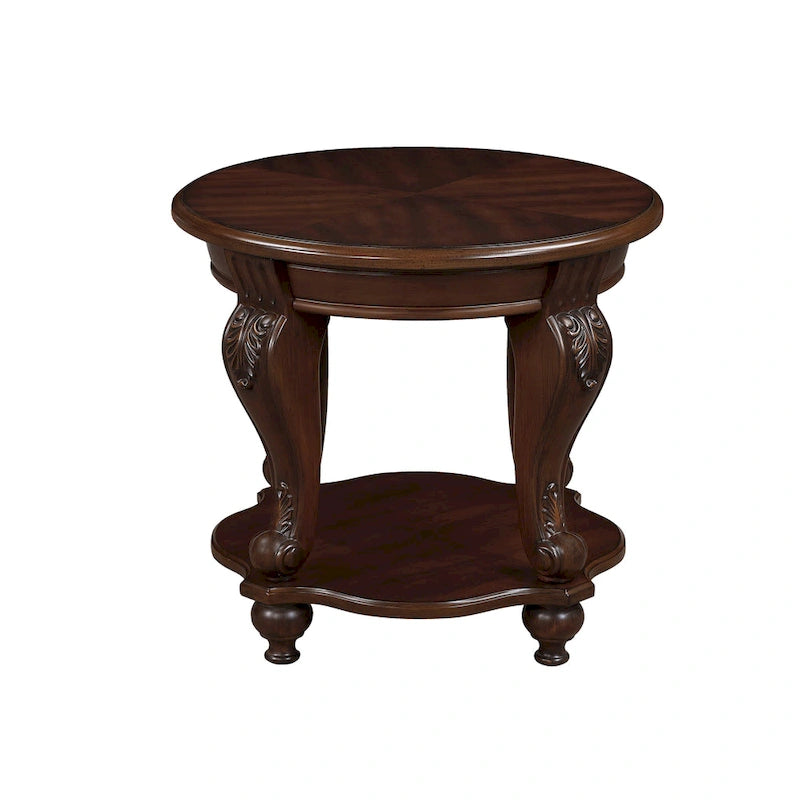 22 Round End Table,Solid Wood Sofa Side Table with Shelf,Living Room Corner Table Easy Assemble